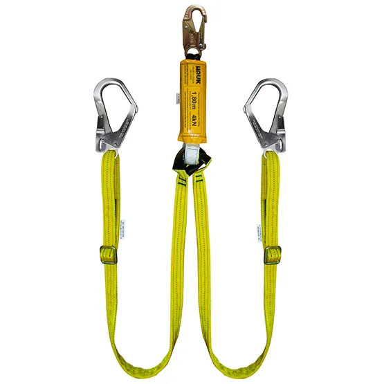 LÍNEA CONEXIÓN DOBLE, REGULABLE, 1.8m, AMORTIGUADOR, 1 GANCHO 3/4