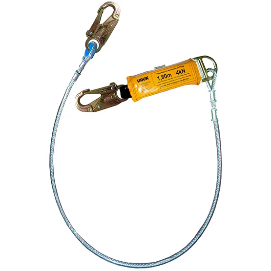 LÍNEA CONEXIÓN 1.8m, CABLE ACERO, AMORTIGUADOR, 2 GANCHO 3/4