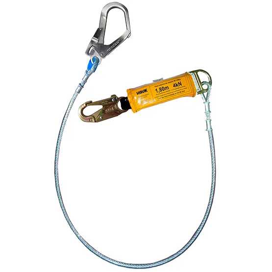 LÍNEA CONEXIÓN 1.8m, CABLE ACERO, AMORTIGUADOR, 1 GANCHO 3/4