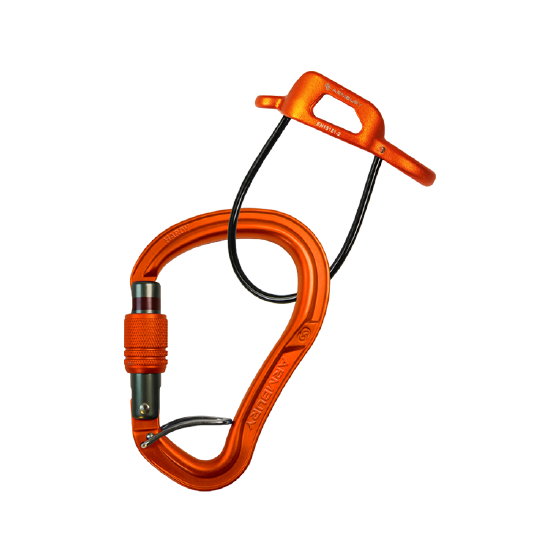 SET DE ASEGURAMIENTO + MOSQUETON ALUMINIO NARANJA SEGURO CON ROSCA EN 15151-2 ZAN SET 4153461 ARMBURY