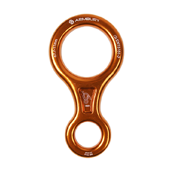 DESCENSOR TIPO OCHO ALUMINIO NARANJA 35 kN EN 15151-2 FIGURE 8 4153131 ARMBURY