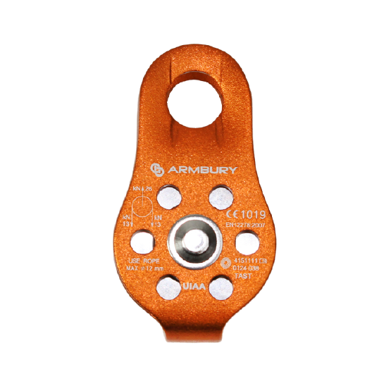 POLEA SIMPLE FIJA ALUMINIO 12MM NARANJA 26 kN CE-EN 12278-UIAA TAST FIXED SIDE SINGLE PULLEY ORANGE 4151111 ARMBURY