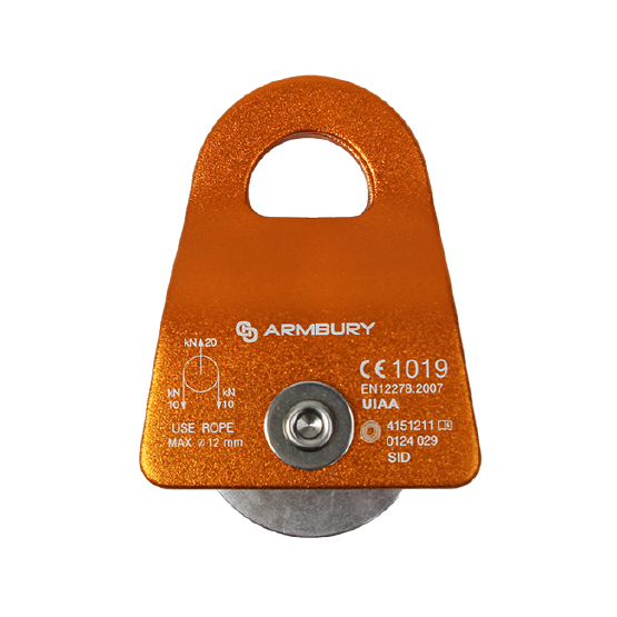 POLEA SIMPLE MOVIL ALUMINIO 12MM NARANJA 20 kN CE-EN 12278-UIAA SID MOBILE SIDE SINGLE PULLEY ORANGE 4151211 ARMBURY