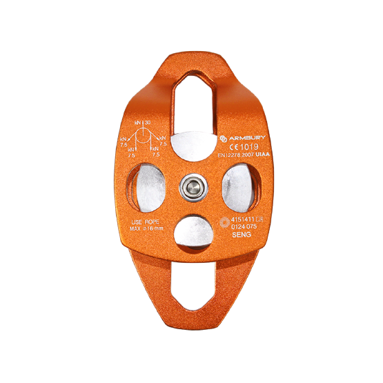 POLEA DOBLE MOVIL ALUMINIO 16MM NARANJA 30 kN CE-EN 12278-UIAA SENG MOBILE SIDE DOUBLE PULLEY ORANGE 4151411 ARMBURY